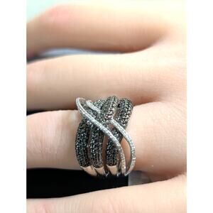 NWT Sterling Silver Black & White 1/10 CTTW Color Enhanced Diamond Ring Sz 6.75